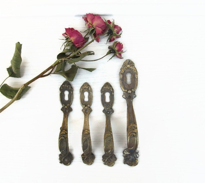 Antique Brass Drawer Handle, keyhole drawer pulls, Keyhole, Furniture