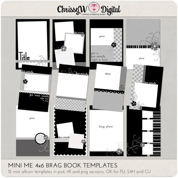 Mini Me 4x6 Brag Book Mini Album Digital Scrapbooking