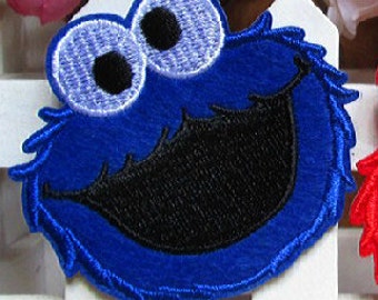 Sesame Street Cookie Monster Applique Embroidery Fabric Iron on Patch Patches DIY Clothes Making Sewing Craft Art