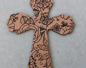12 inch cork floral cross decorative wall cross cross decor wooden decorative cross - Decorative Cross 12 inch cork floral cross decorative wall cross cross decor wooden decorative cross - Decorative Cross