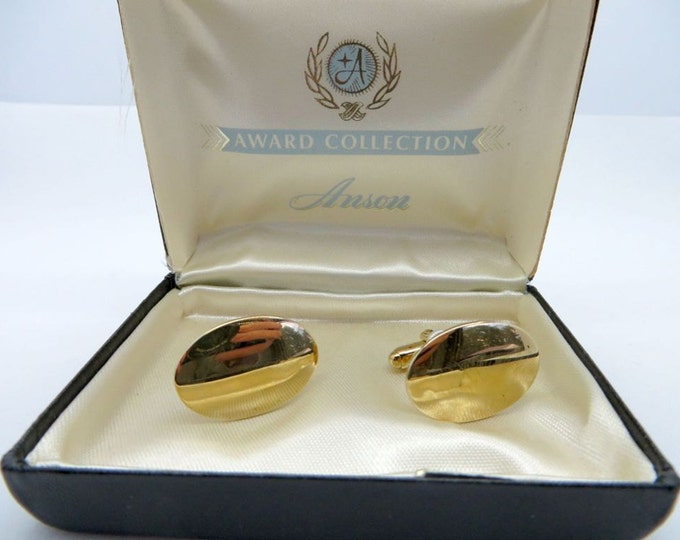 Anson Gold Tone Cuff Links, Vintage Anson Award Collection Cufflinks, Men's Suit Accessory