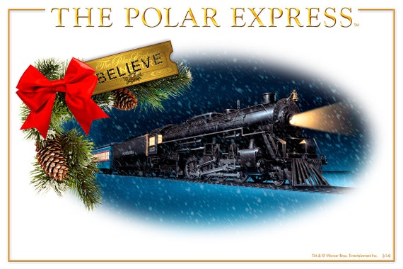 Items similar to The Polar Express - Train Scene and Golden Ticket with ...