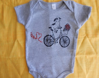 GOAT on a BIKE print, one-piece, 3-6 mos