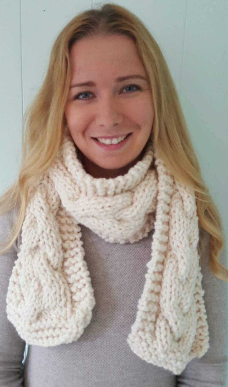 Cable Knit Scarf Cream by CoffeeBeanKnitting on Etsy