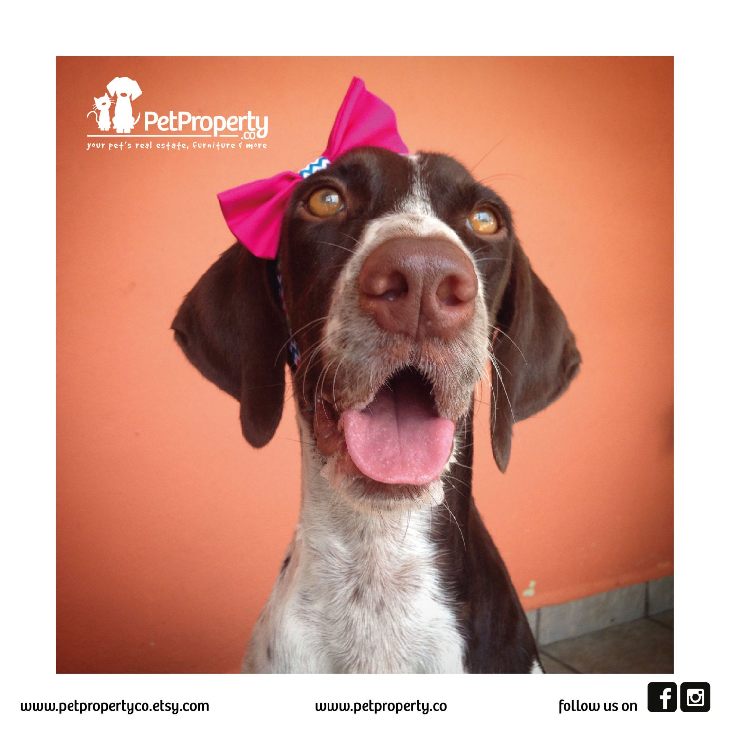 Dog headband with bow Pink Fabric Bow