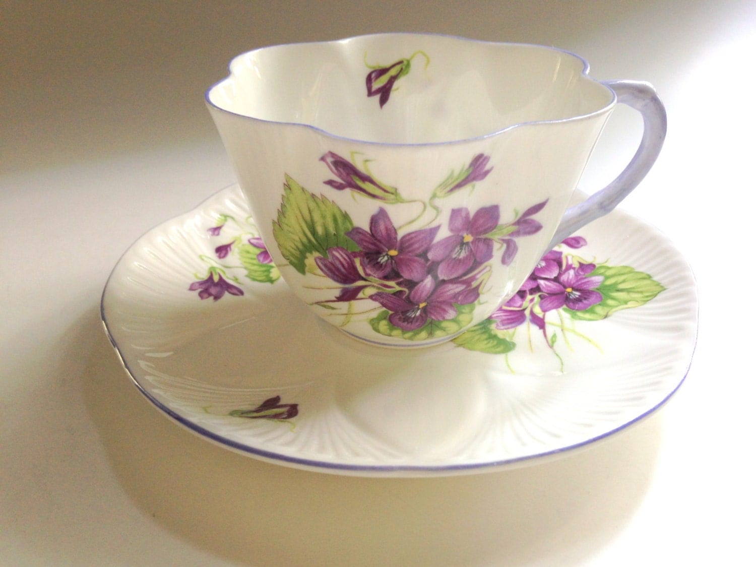 Shelley Tea Cup and Saucer, Violets Tea Cups, Shelley Dainty, Vintage