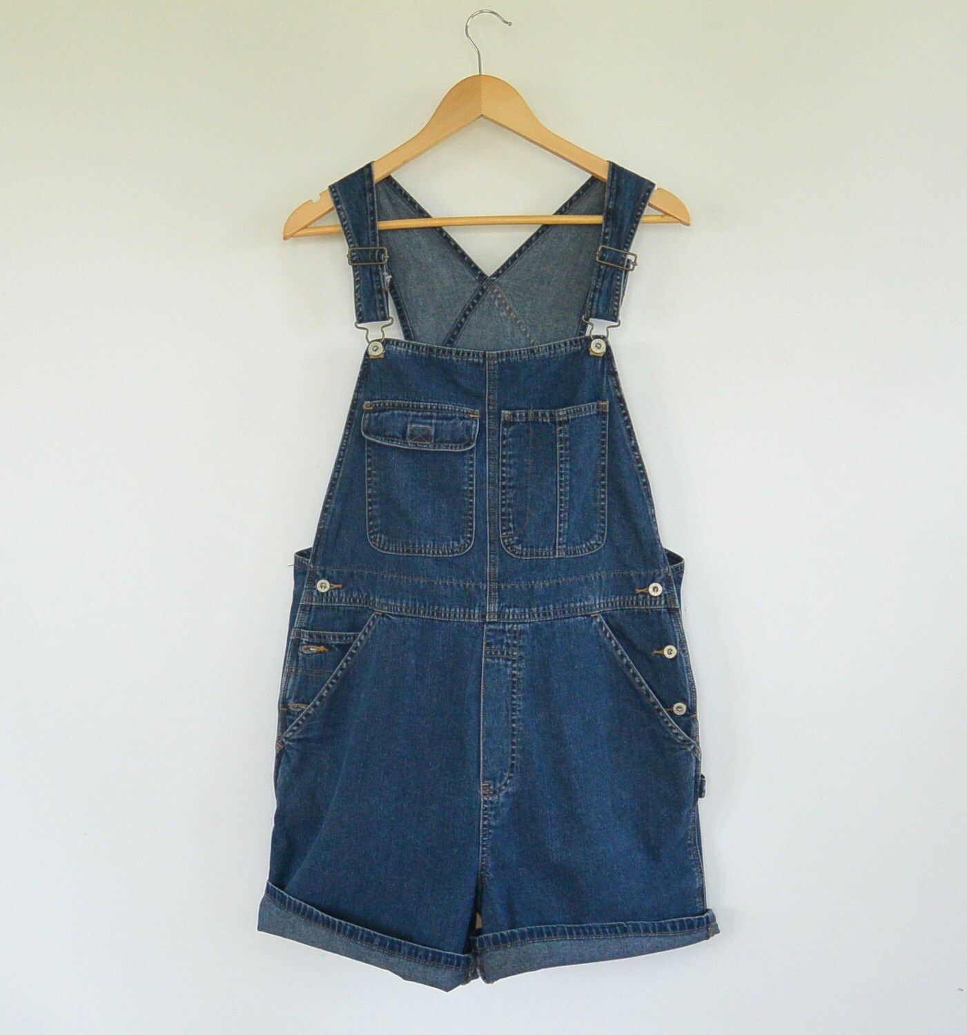 Short Denim Bib Overalls Old Navy 90's Size Large