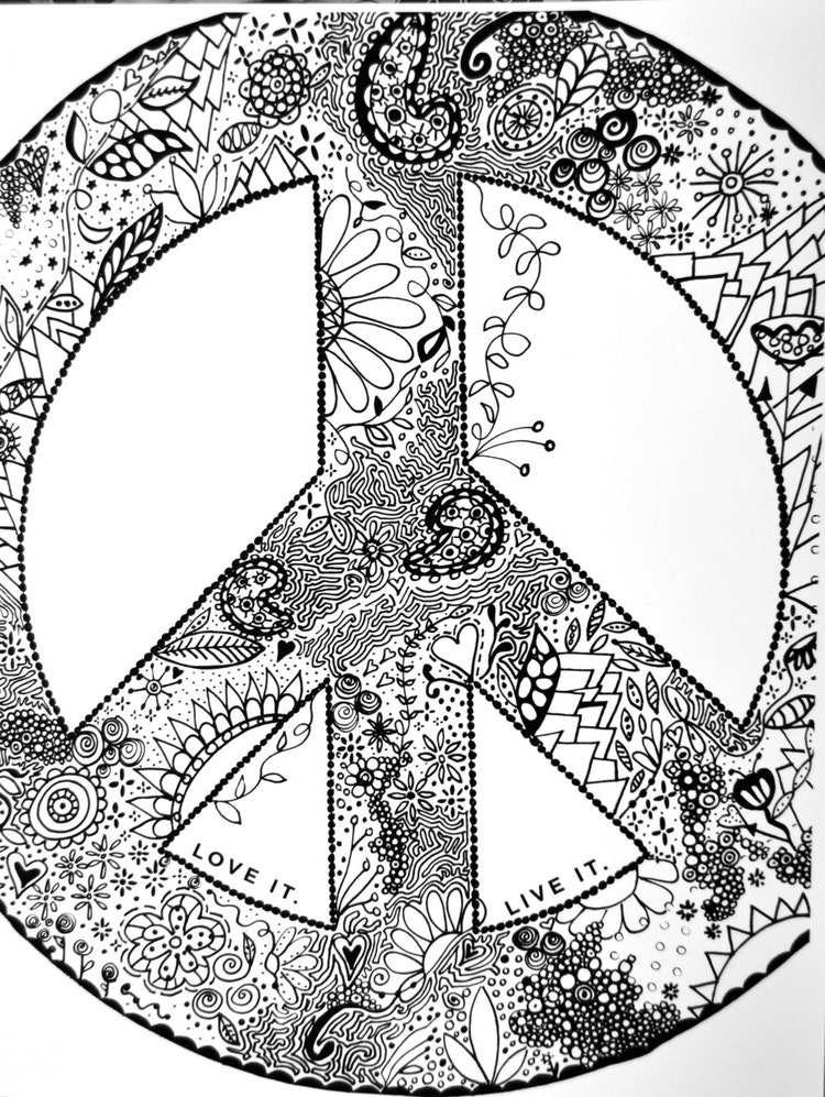 Black and White Peace Sign. by UpAgainstTheWall on Etsy