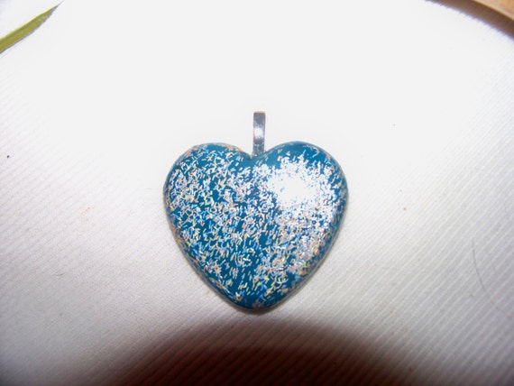 Pendant - Aqua Blue Fuzzy Heart