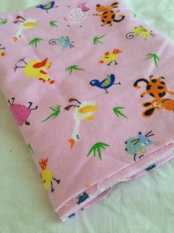 Nursery flannel fabric by the yard Bright animal by Googenheimers