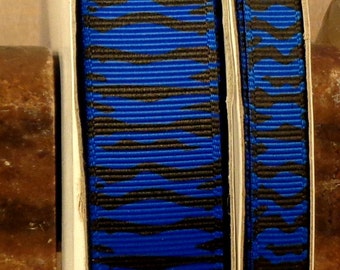 2 Yards 3/8" or 7/8" Electric Blue Zebra Print Grosgrain Ribbon - US Designer
