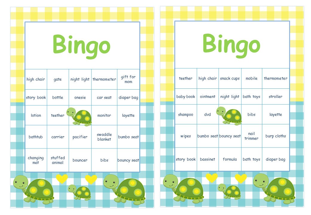 Baby Shower Bingo Printable Cards Prefilled with Baby Gift