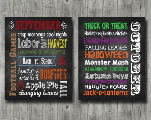 Monthly Chalkboard Subway Art September Or By Kikikinsdesigns