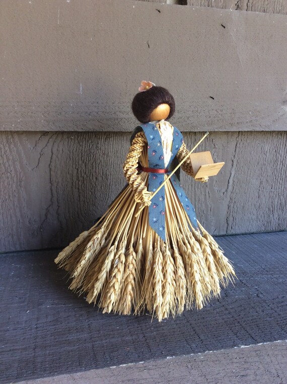 Straw Doll Primitive Doll Handmade Vintage Wheat Doll Lady