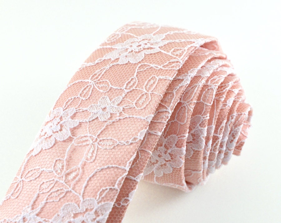 Blush Tie Blush Lace Necktie Blush Wedding Tie Salmon Tie