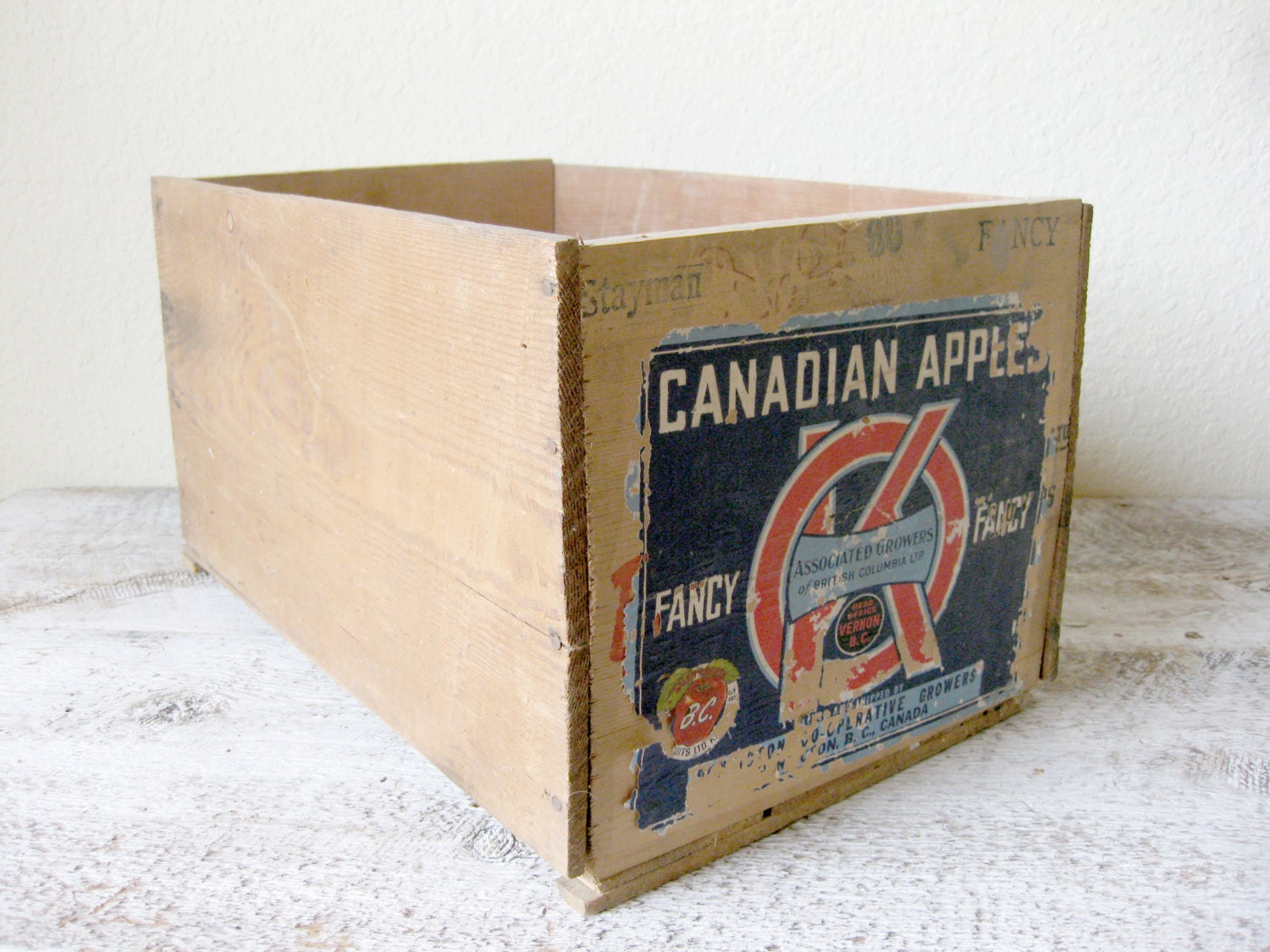 Vintage Canadian Apples Wooden Crate Apple Crate Storage Crate