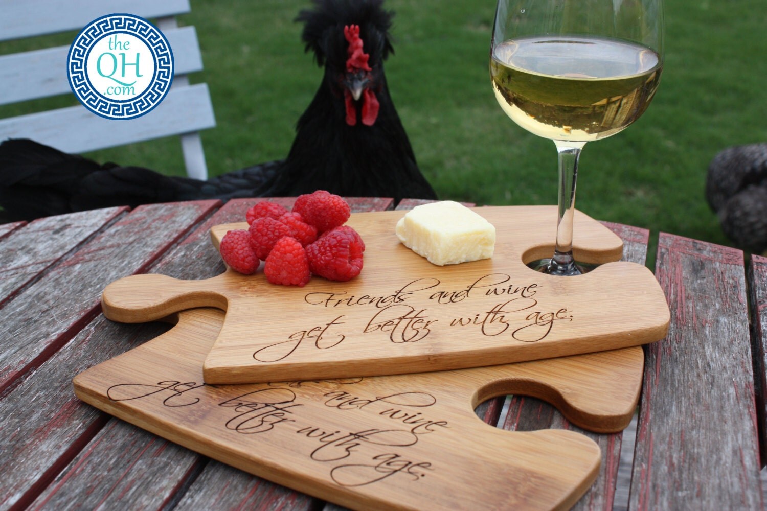 Wine Quote Set of Two Puzzle Pieces Cutting Board Serving Tray