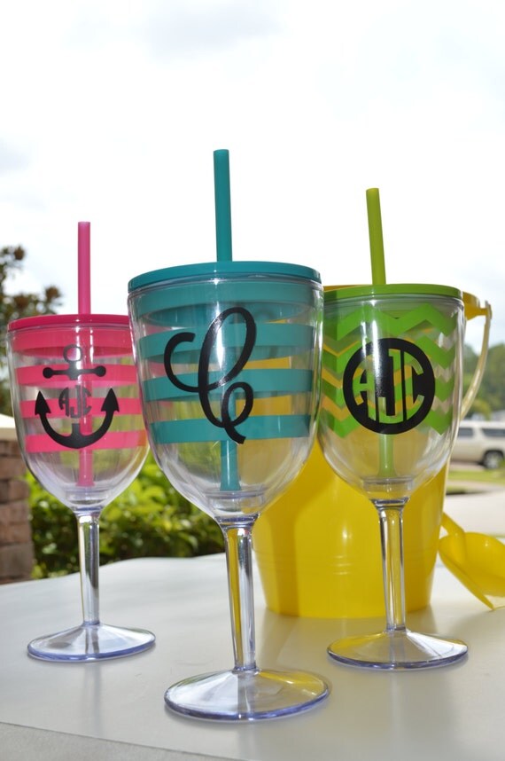 Items similar to Personalized Fun, Colorful Plastic Wine Glass with