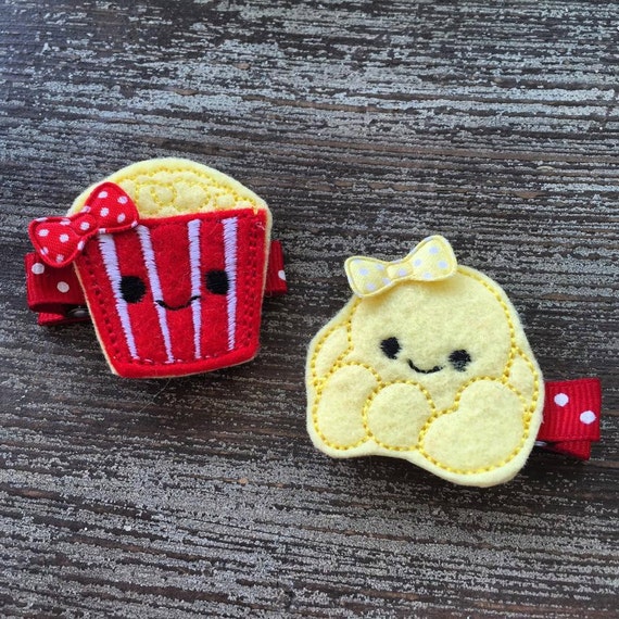 Popcorn Hair Clip Popcorn Hair Bow Felt Hair Clip Set