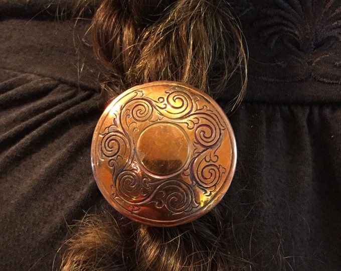 Engraved Copper Hair Concho