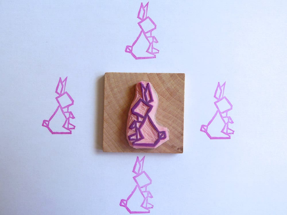 Tampon lapin origami par Kraftille