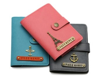 Passport Cover, Personalized Passport Cover, Personalise Passport Case, Traveller Documents Holder, Customized Passport Cover, Metal Button