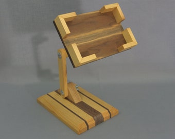 Handmade Wooden Cell Phone, iPhone, and iPod Stand - Contemporary Adjustable Stand for Electronic Device Usage, Charging and Storage