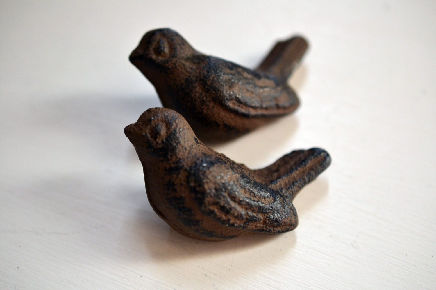 TWO 2 Cast Iron Drawer Pulls Knobs Bird Knob