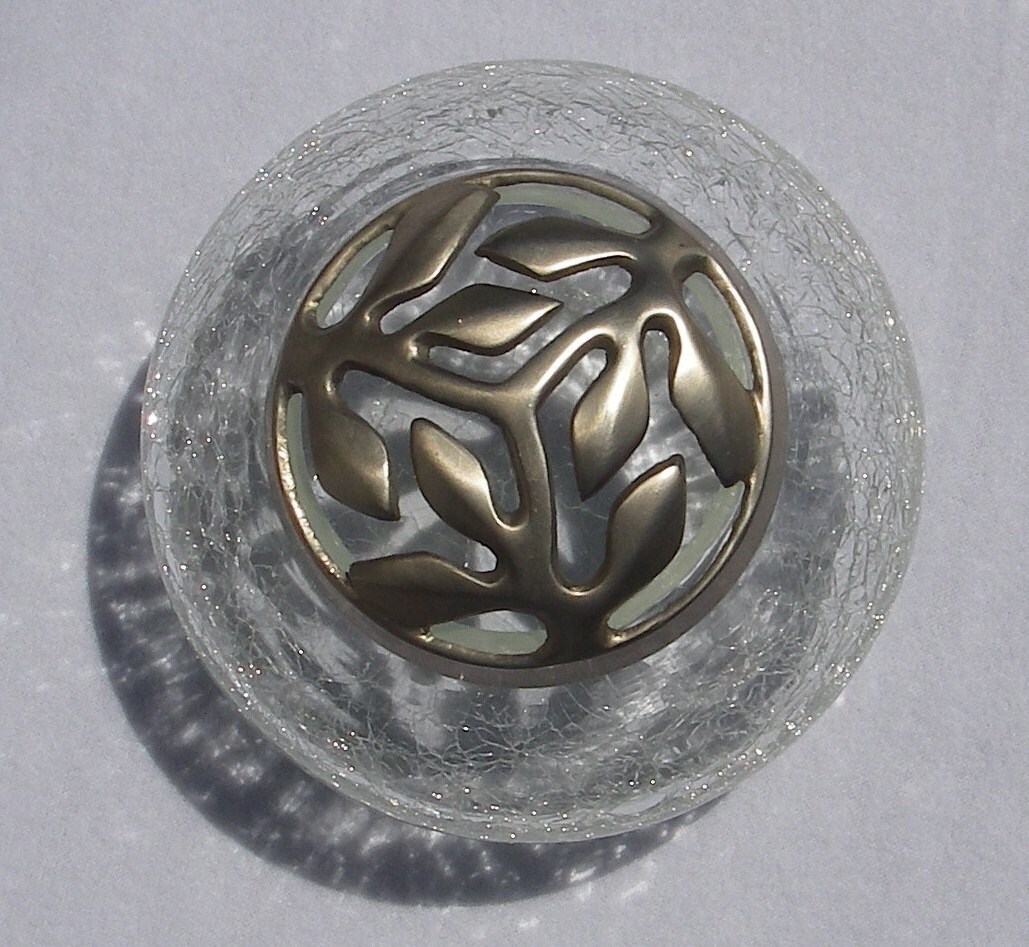 Vintage Crackle Glass Potpourri Bowl with Pewter Lid