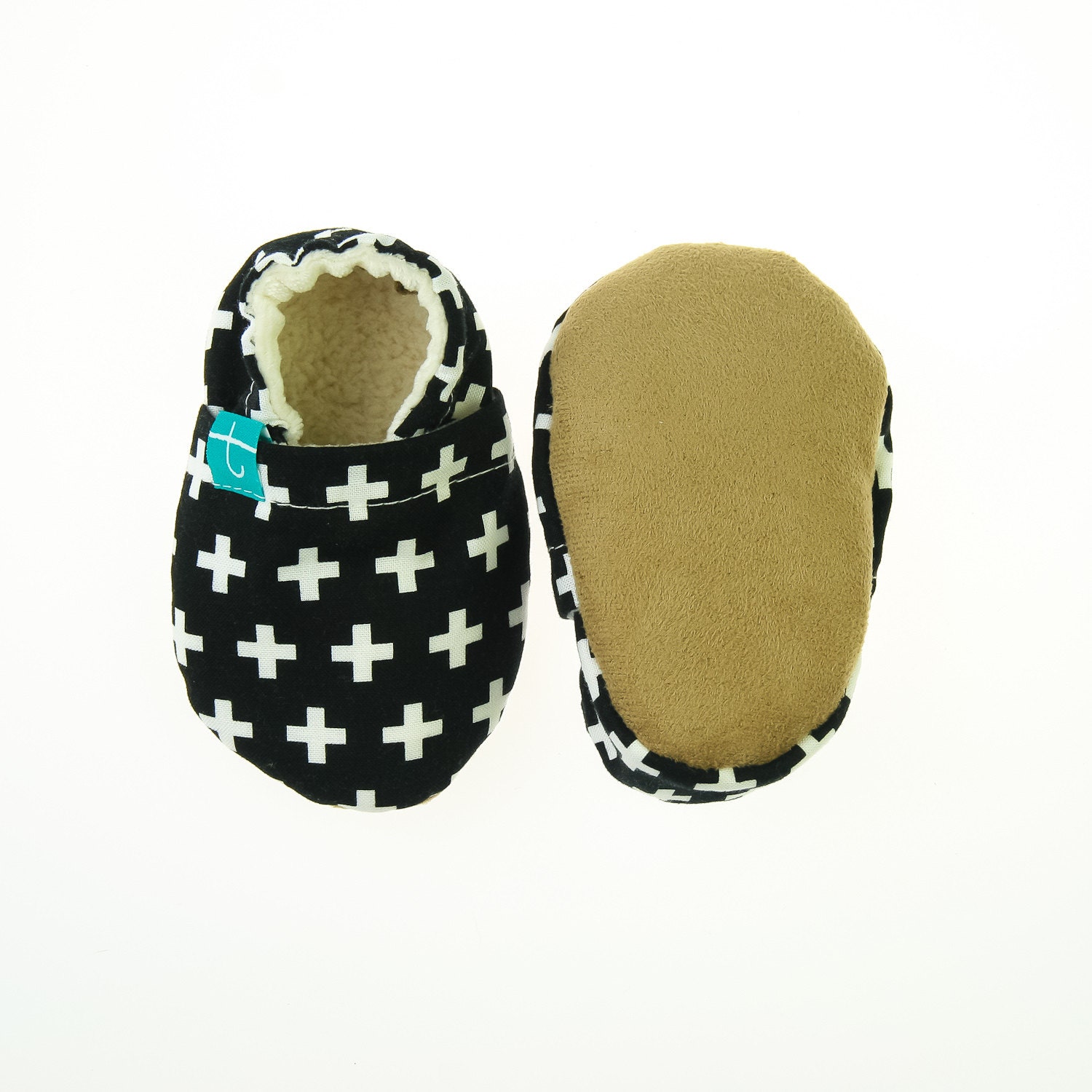 Black Swiss Cross Baby slipon shoes Soft sole by TitotFashion