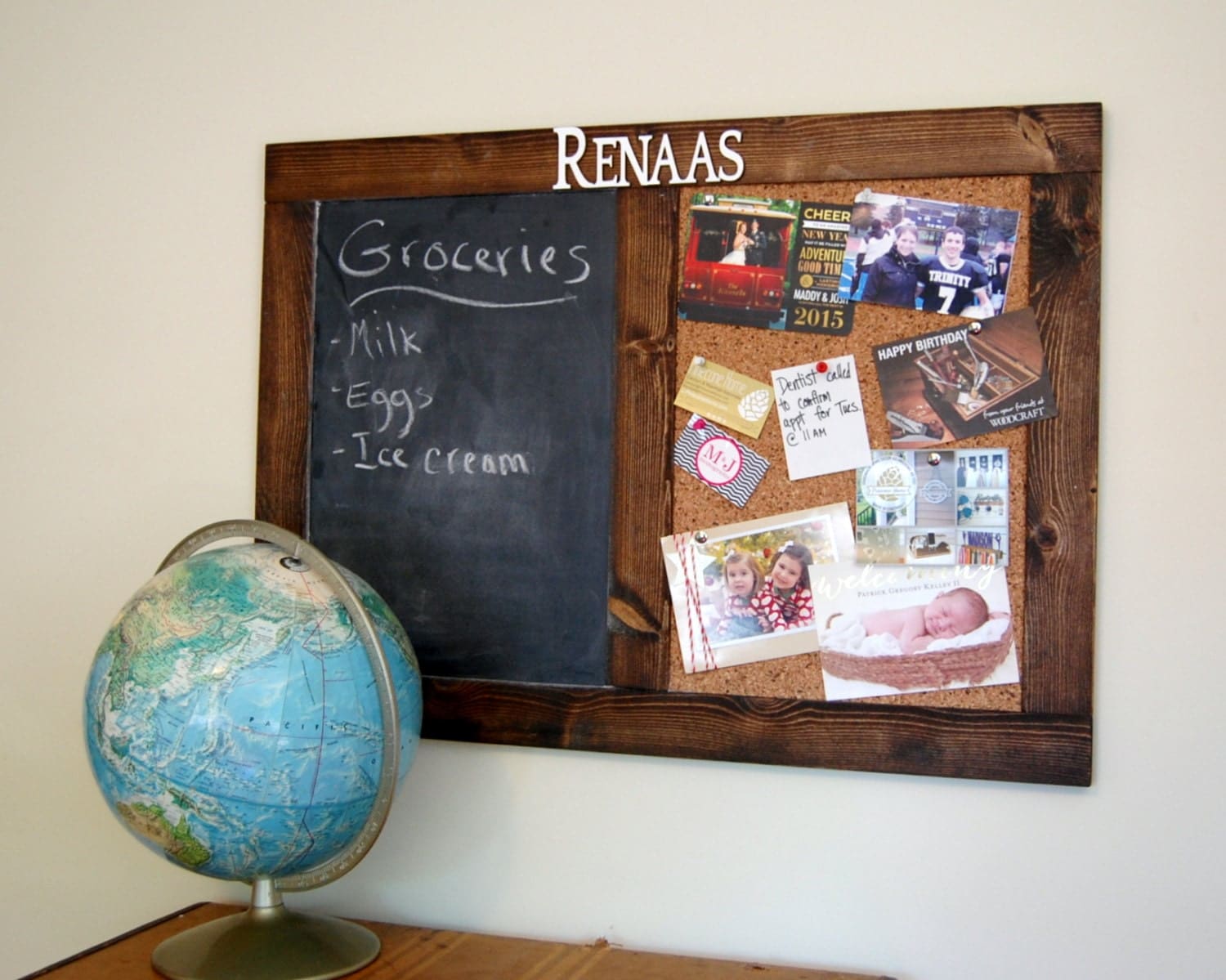 Rustic Personalized Chalk & Cork Bulletin Board 24 x