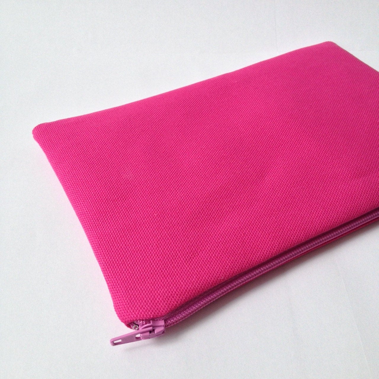 Pink Canvas Zipper Pouch. Choose your Zipper and Lining.