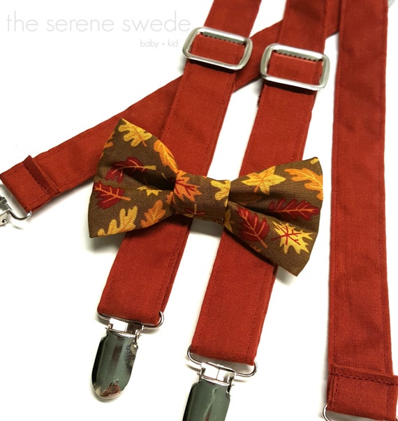 Burnt Orange Suspender and Bowtie / Bow Tie by TheSereneSwede