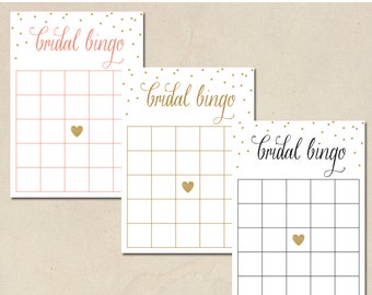 bridal bingo - bridal shower bingo - shower games - gold dots & heart - 3 different colors - printable instant download - DIY