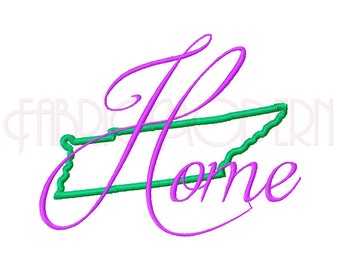 Tennessee Home Embroidery Design, multiple sizes, larger sizes are applique'