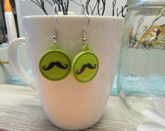 Mustache Bottlecap Earrings