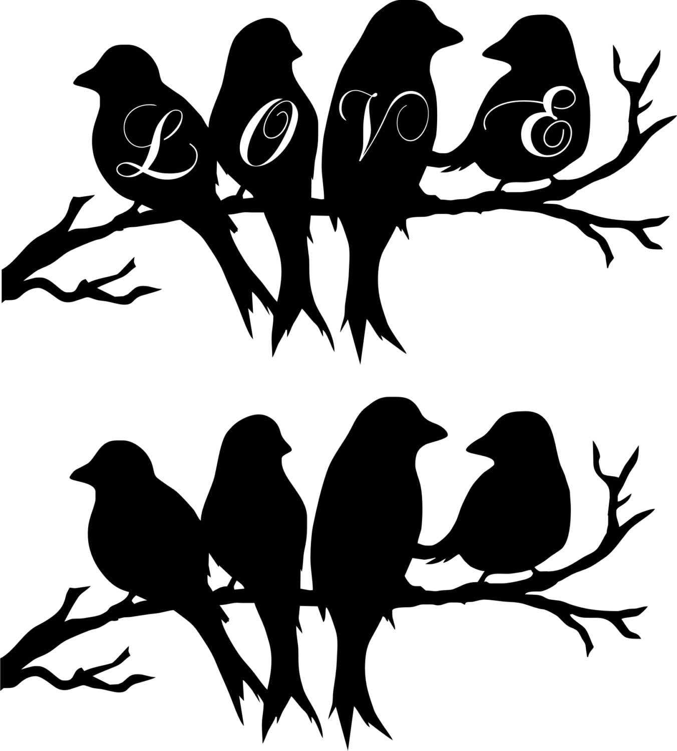 Download DXF SVG file birds on a branch love birds Orginal Art Instant
