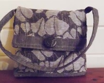 TEDDY 33 HANDBAG WHITE BLACK LINEN FABRIC
