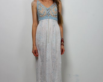Robe Maxi Zara Dentelle Guipure Cape - Taille S, Style Festival, Très Bon état