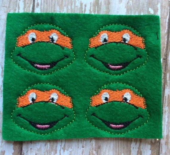 Items similar to Orange Teenage Mutant Ninja Turtle Feltie Applique Embellishments (SET OF 4