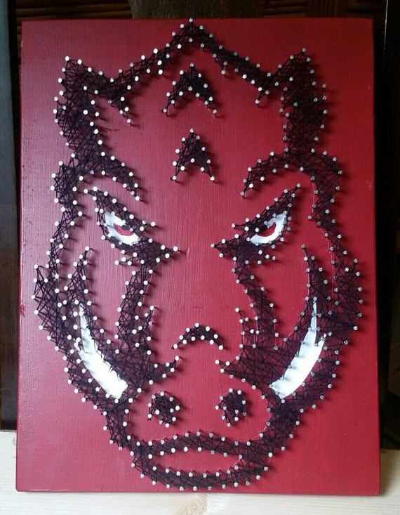 String Art Razorback Nail Art Hog University of Arkansas