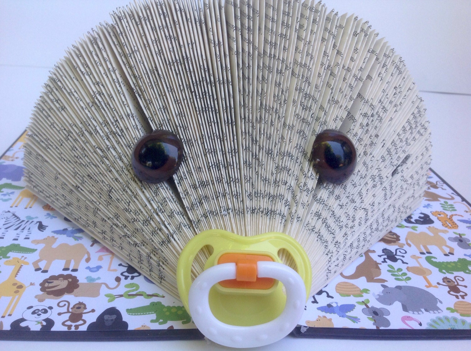 Baby Hedgehog Folded Book Folded Pages Baby by MaplewoodBookArt