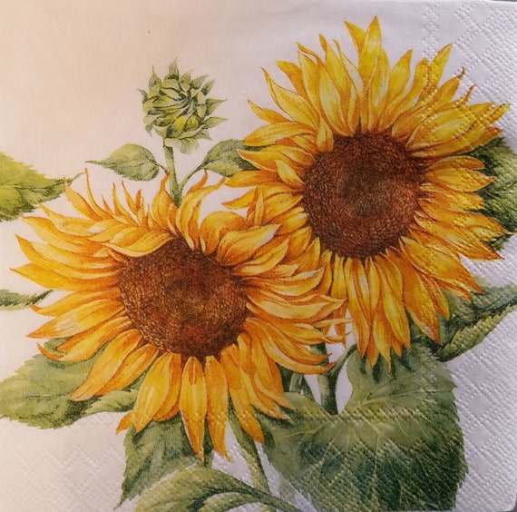 THREE3 Sunflower Paper Cocktail Napkins for Decoupage and