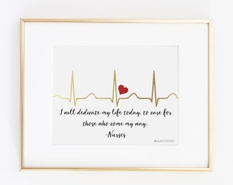 Hospital Door Hanger | Nursing Student | Nurse Gift | Nurse | Gift for Nurse | EKG I Will Dedicate My Life Printable Art | Instant Download