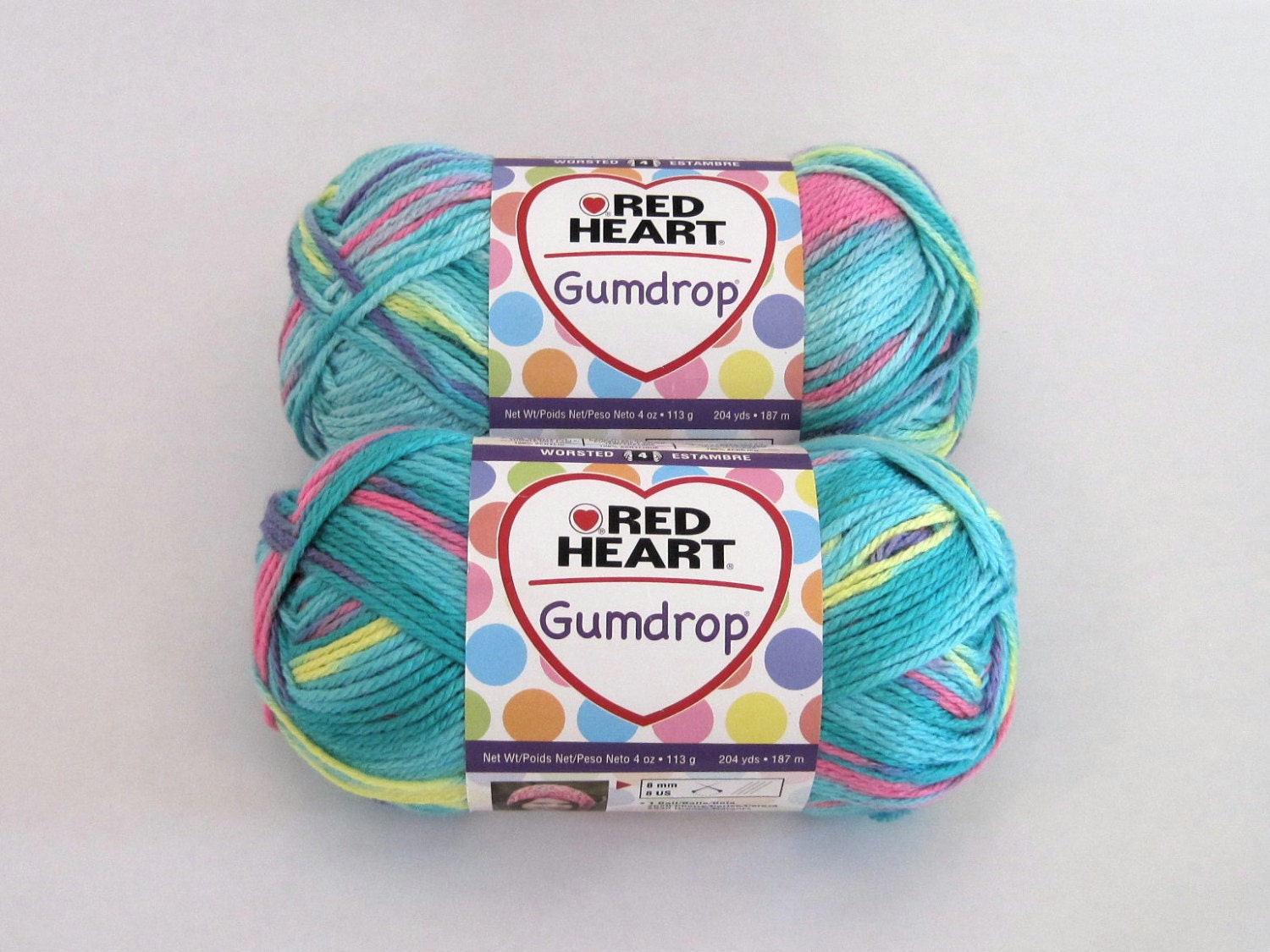 Red Heart Yarn Turquoise Pink Yellow Purple Gumdrop Craft