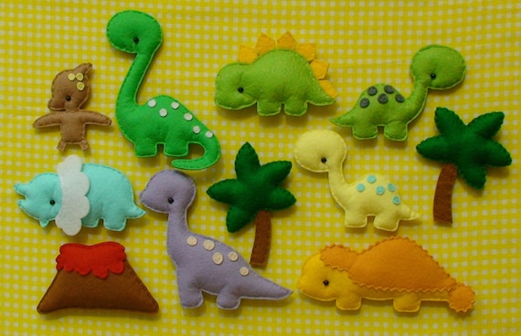 Magnet Dinosaurs collection, Dinosaurs Collection, Dinosaurs felt Magnets, Miniature Felt Dinosaur, Dino, Dinosaur Magnets for Child