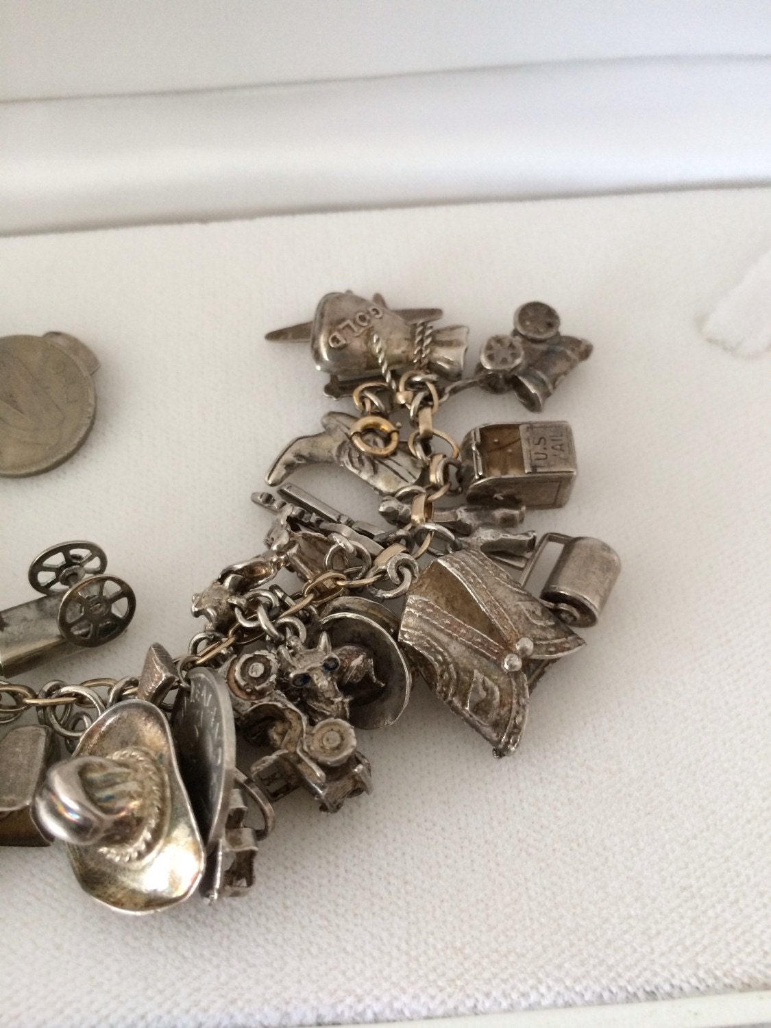 Collectors Antique Old Rare Charms Bracelet 40 925 Sterling