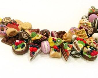 Sweet cha cha charm bracelet - Polymer clay jewelry - Nice gift - Сake bracelet - Handmade jewelry