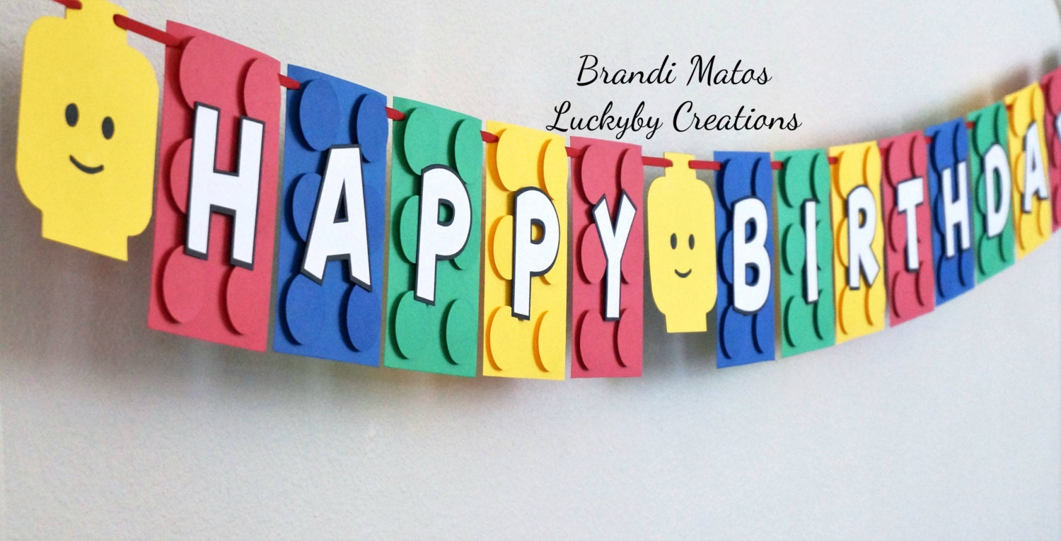 Lego Birthday Banner Lego Theme birthday by LUCKYBYCREATIONS