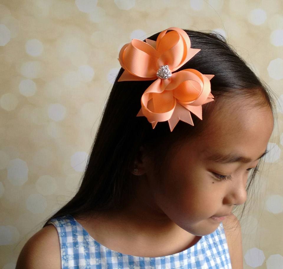 Girls Hair Bow Peach Boutique Hair Bow Toddler Hair Bow